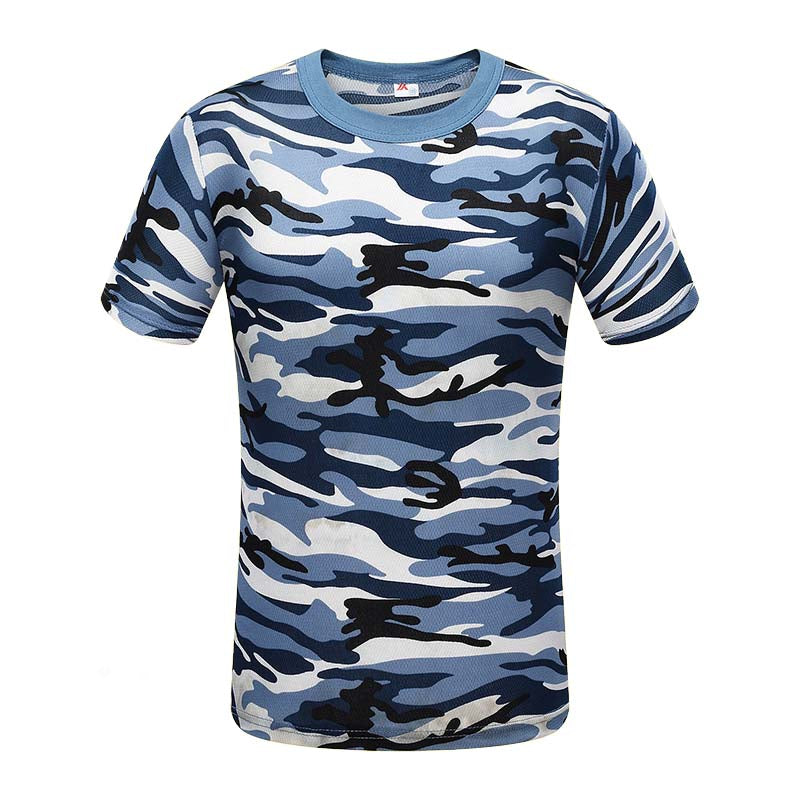 Mens Blue Camo Short Sleeve Shirt - Riskiskey