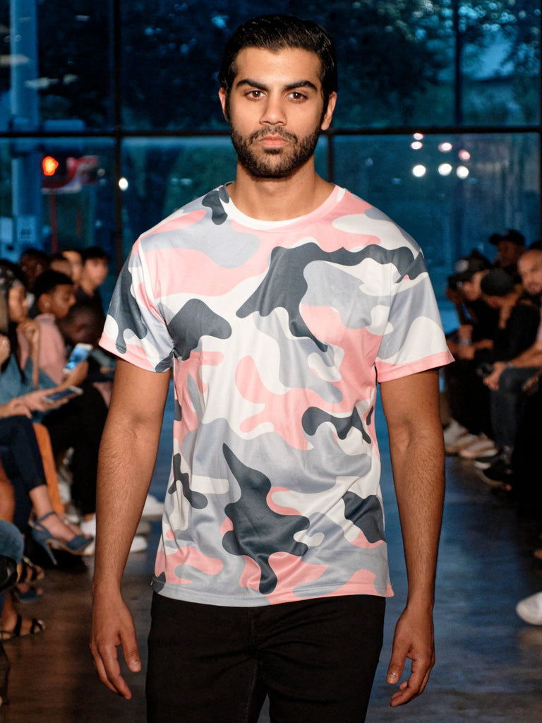 Mens Pink Camo Short Sleeve Shirt - Riskiskey