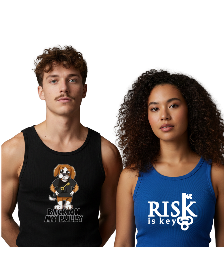 Risk is Key Men an Womens tank tops