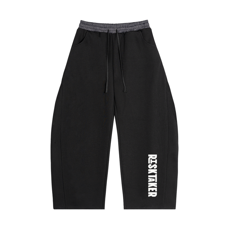 Plaid Waistband Barrel Leg Sweatpants | Unisex Streetwear