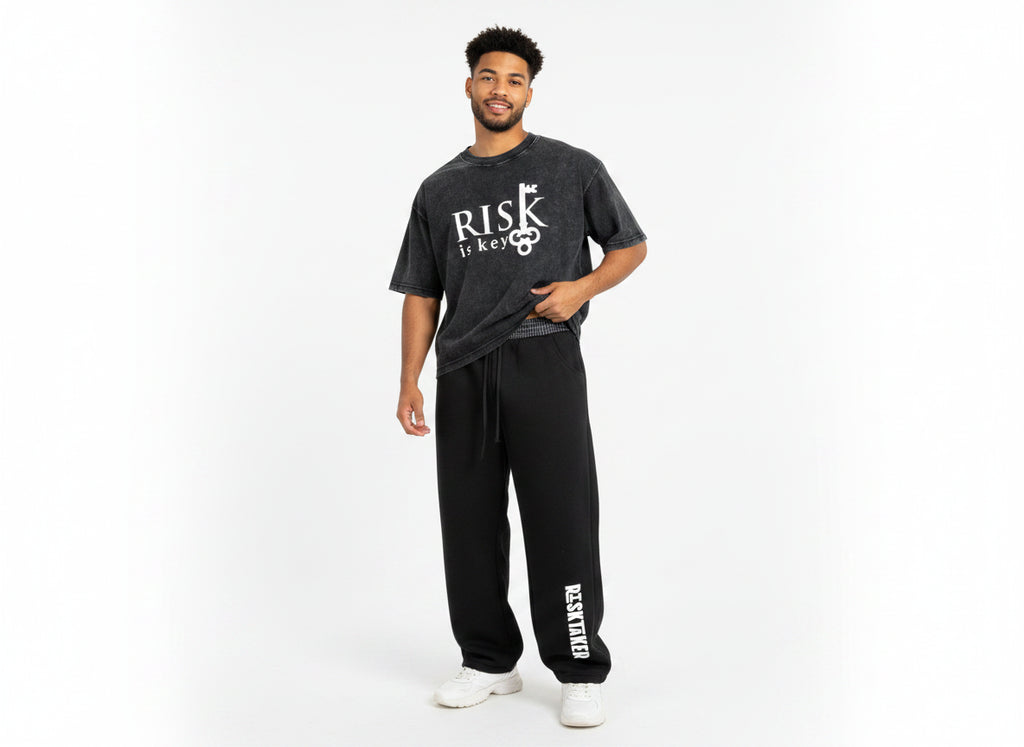 Risk Is Key Mineral Wash Tee - Boxy Oversized Streetwear T-Shirt