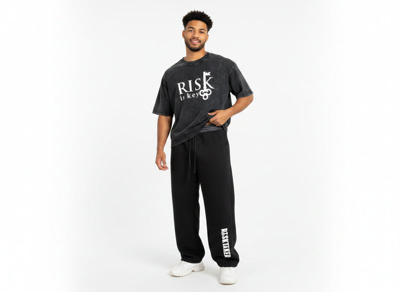Risk Is Key Mineral Wash Tee - Boxy Oversized Streetwear T-Shirt