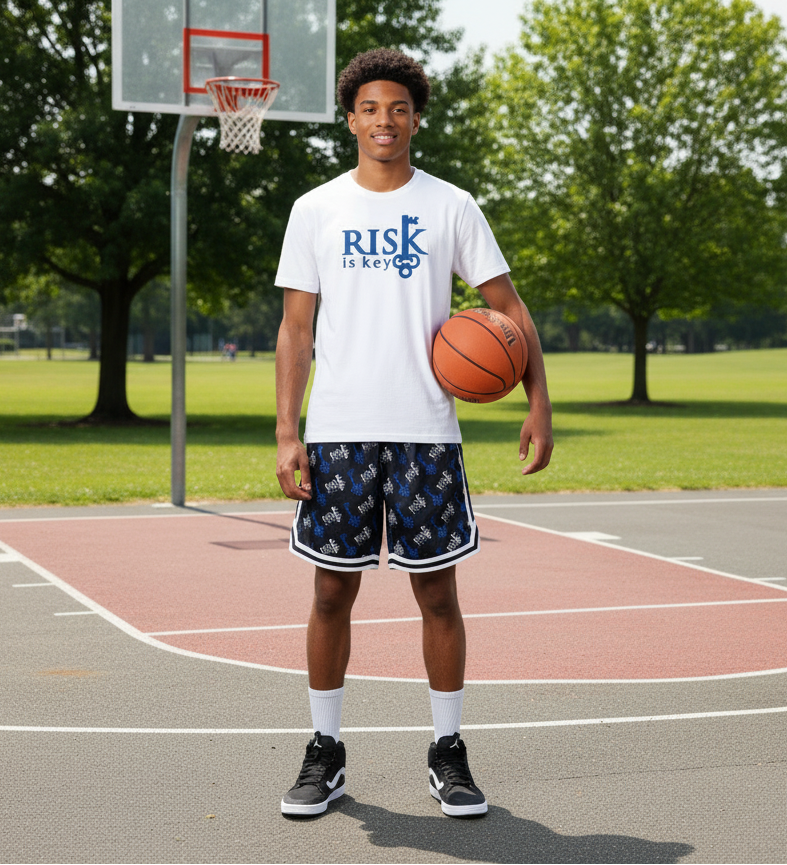  Blueprint Basketball Shorts by Riskiskey on ball player on basketball court