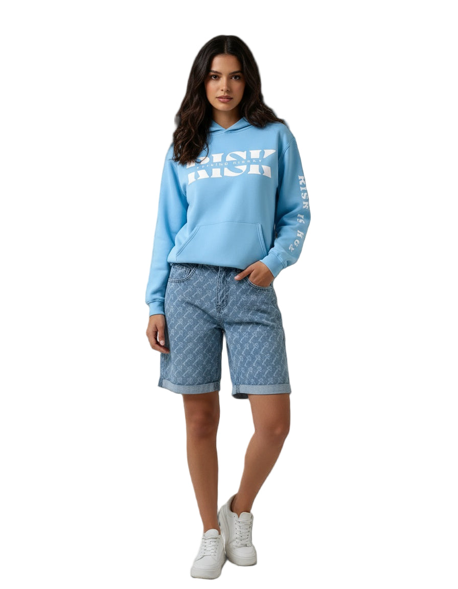 Denim Keyed-Up Unisex Shorts  on female model