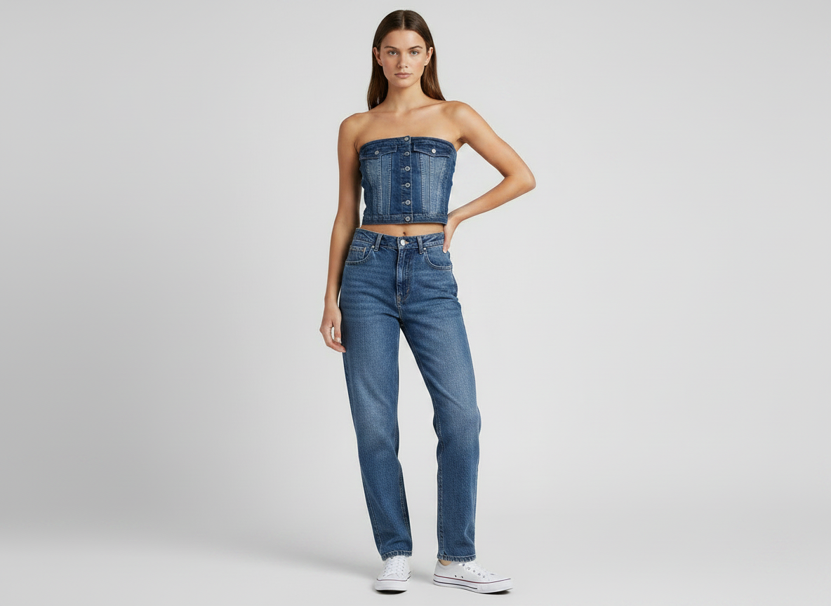 Live Free Denim Corset Top - Riskiskey