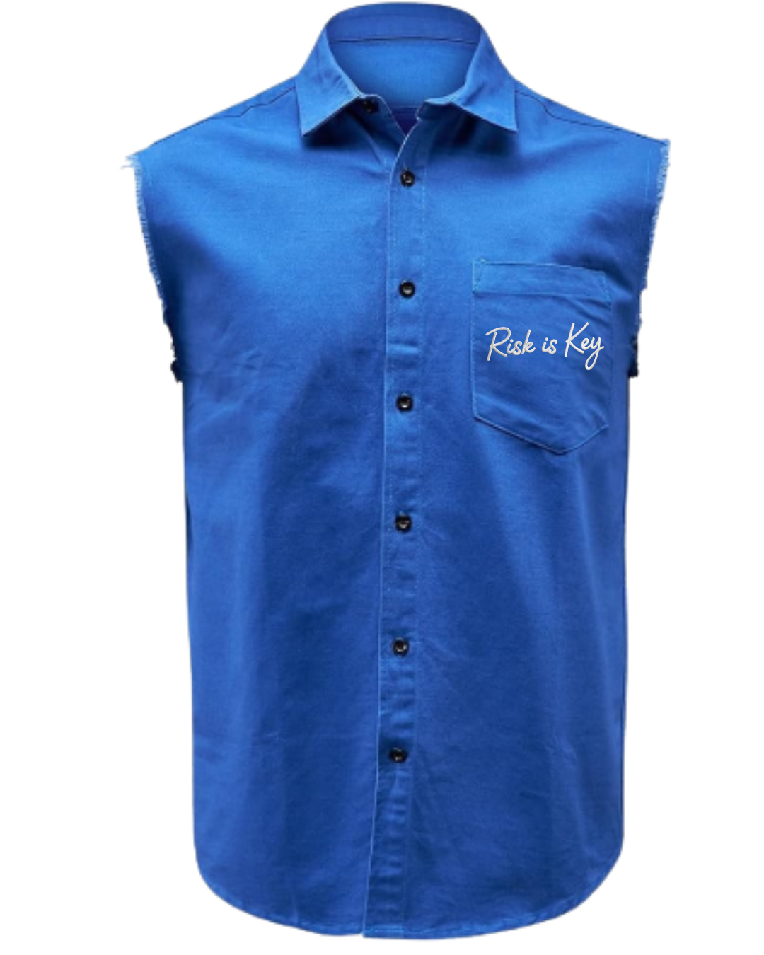 Maverick Sleeveless Denim Shirt: Blue