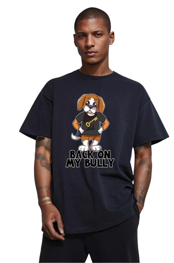 Rik the Beagle Unisex T-shirt - Back on My Bully B.O.M.B. Slogan - Riskiskey