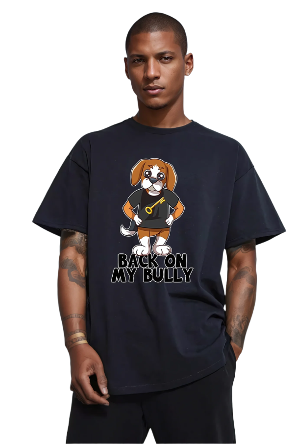 Rik the Beagle Unisex T-shirt - Back on My Bully B.O.M.B. Slogan - Riskiskey
