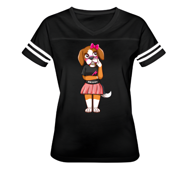 RiRi the Beagle Mascot T-shirts striped sleeve - Riskiskey - Riskiskey