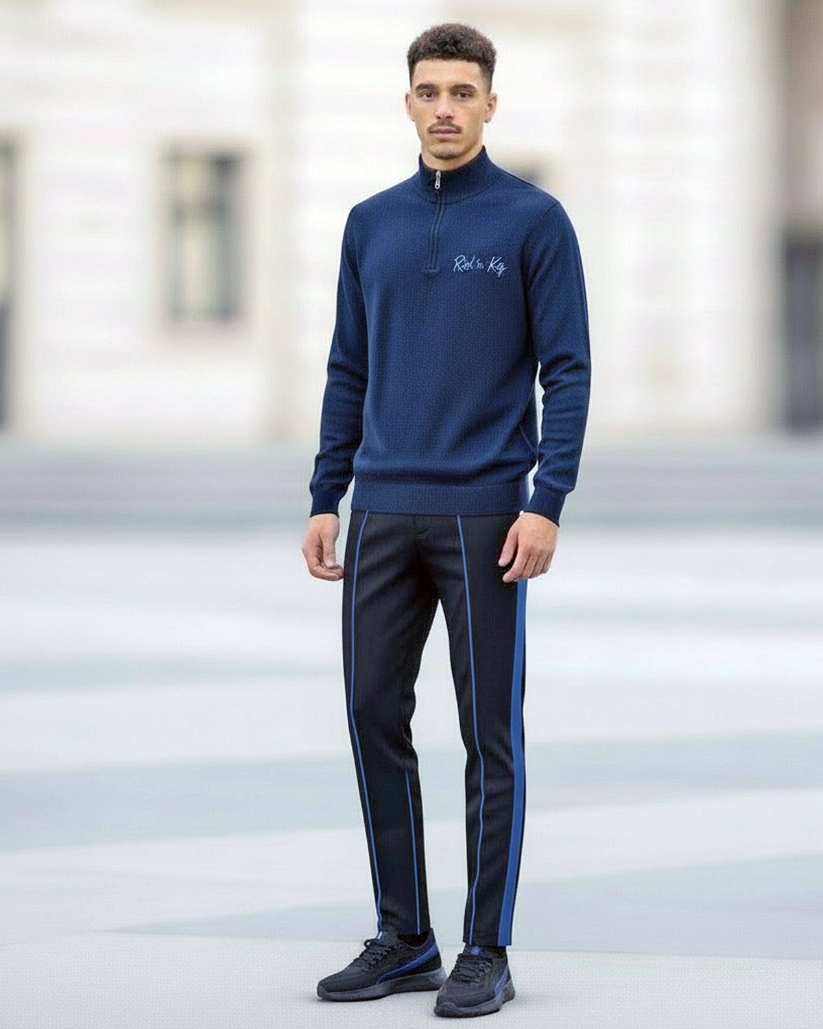 Risk is Key Men's Lightweight Quarter-Zip Sweater on male model