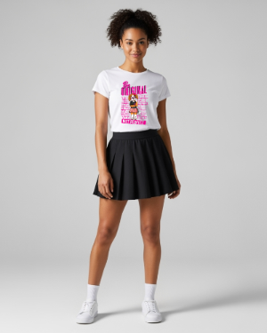 Risk is Key Origins Collection with RiRi - Be Original Slogan T-shirts styled with black skirt and white sneakers
