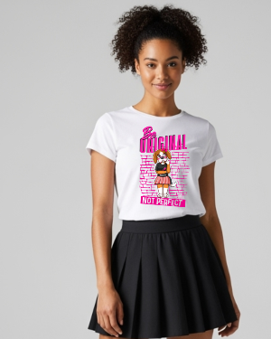 Risk is Key Origins Collection with RiRi - Be Original Slogan T-shirts with pleated black skirt