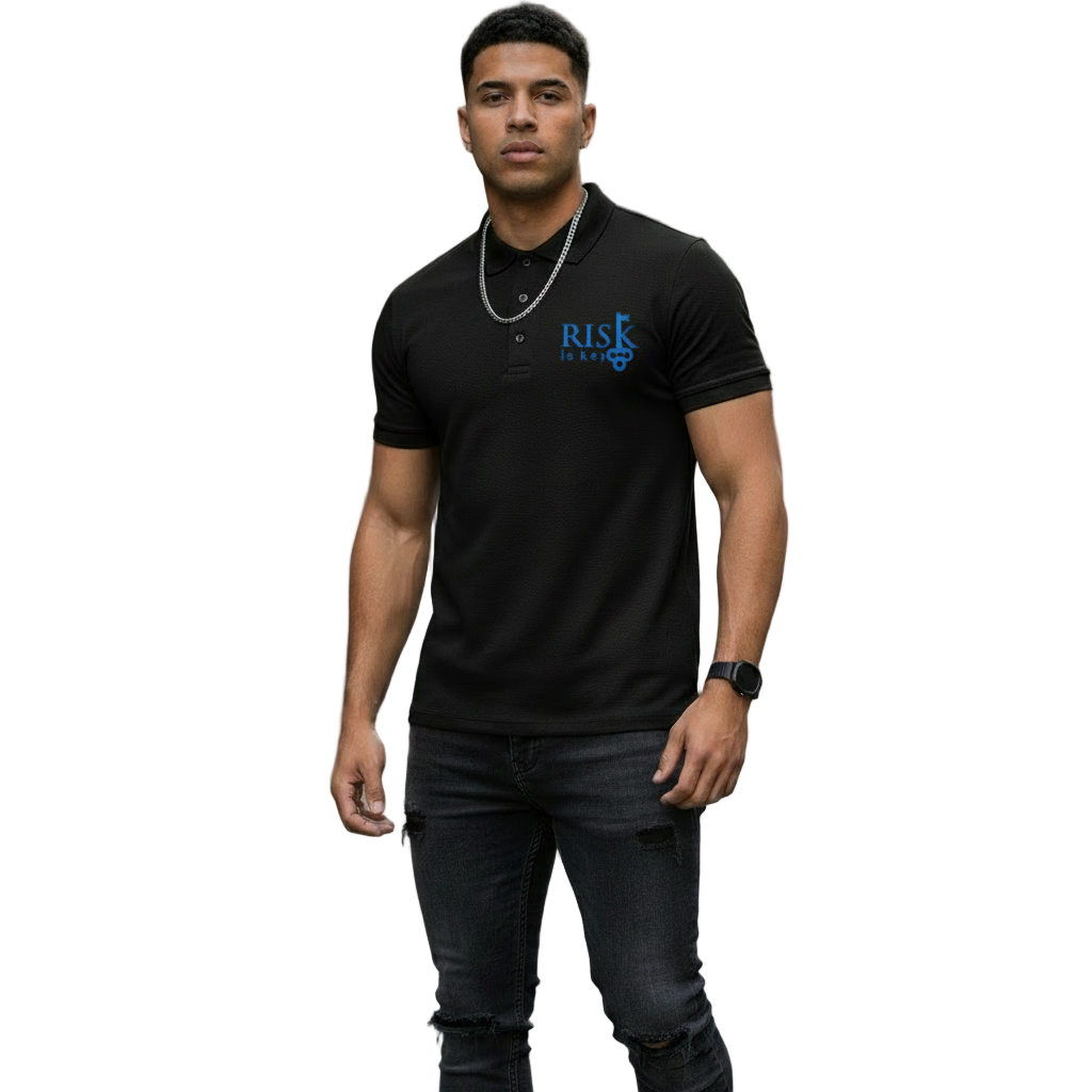 Riskiskey Men's Durable Performance Polo on model
