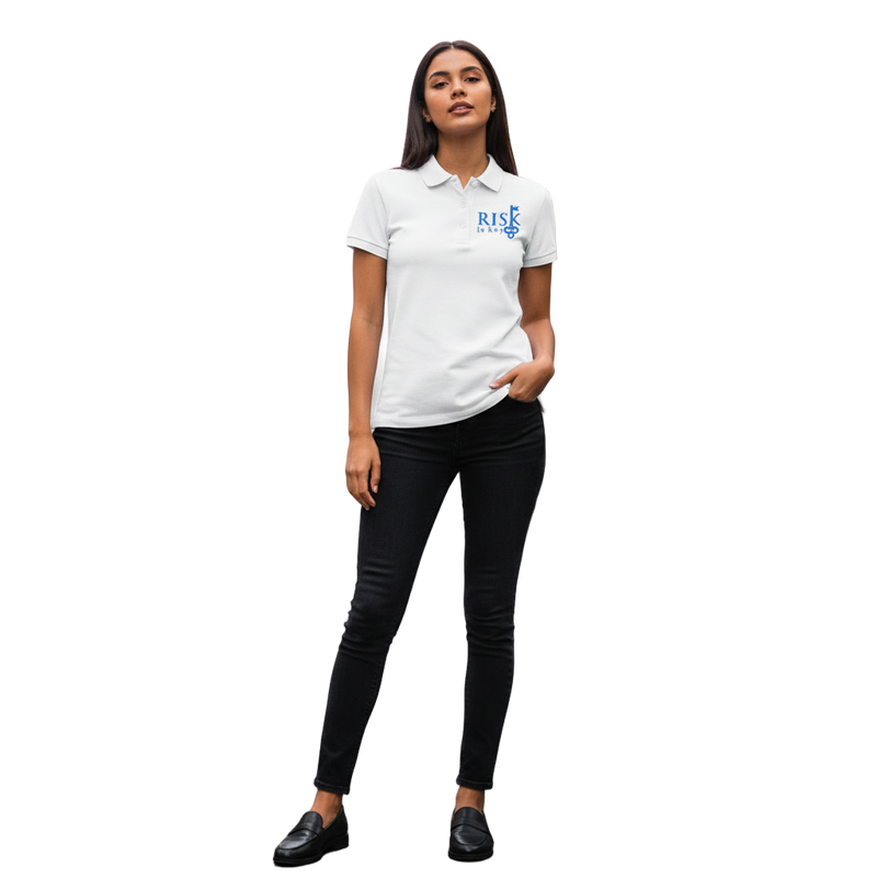 Riskiskey Women's Durable & Flattering Polo in white