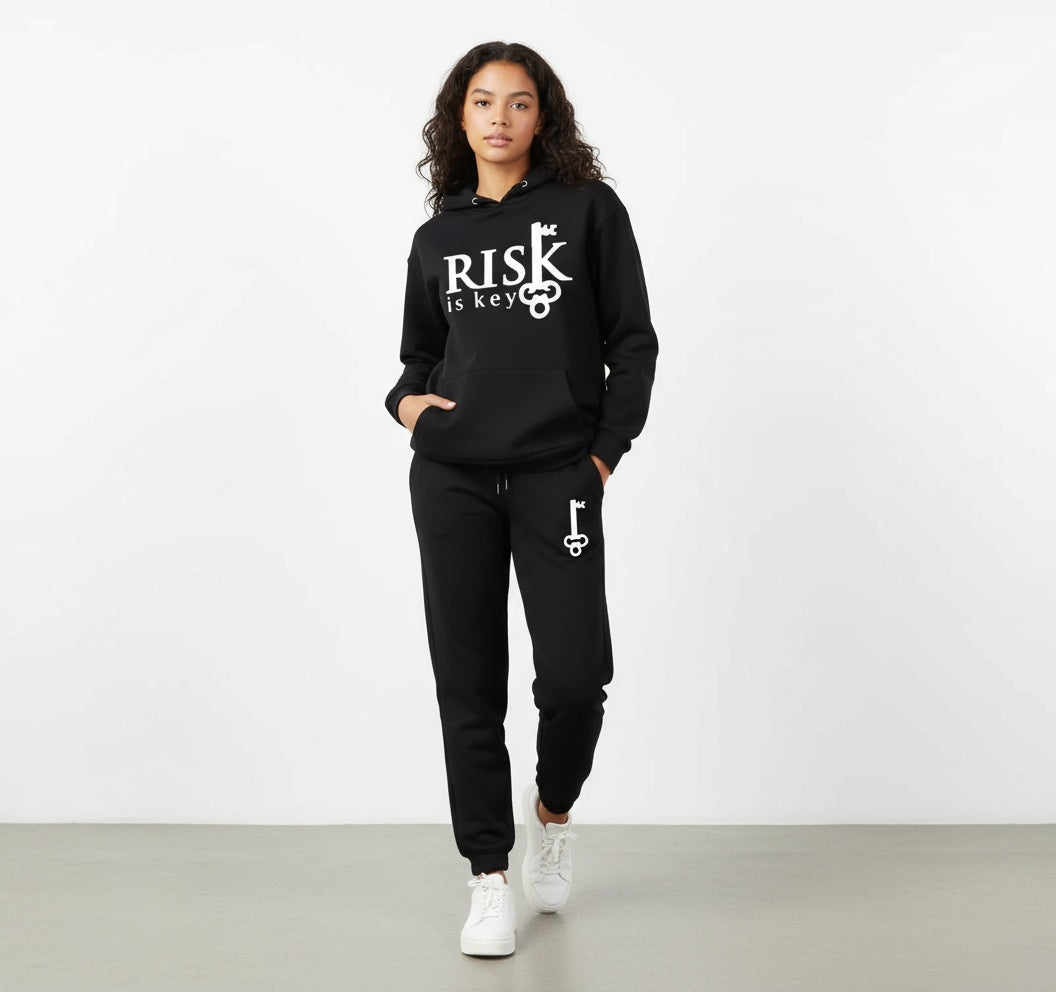 Signature Logo Unisex Matching Jogging Suit in black on woman