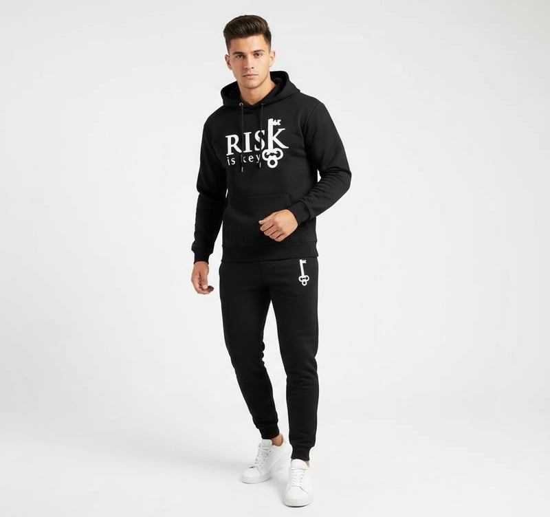 Signature Logo Unisex Matching Jogging Suit  in black on young male