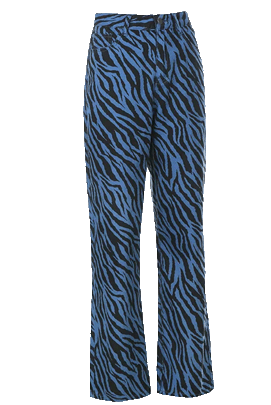 Blue and black Unleash Your Stripes: Zebra Print Denim Pants