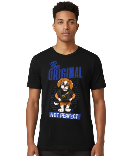 Detailed high-quality screen print of Rik the Beagle mascot on a premium cotton tee.