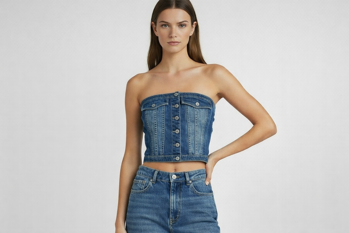 Live Free Denim Corset Top - Riskiskey