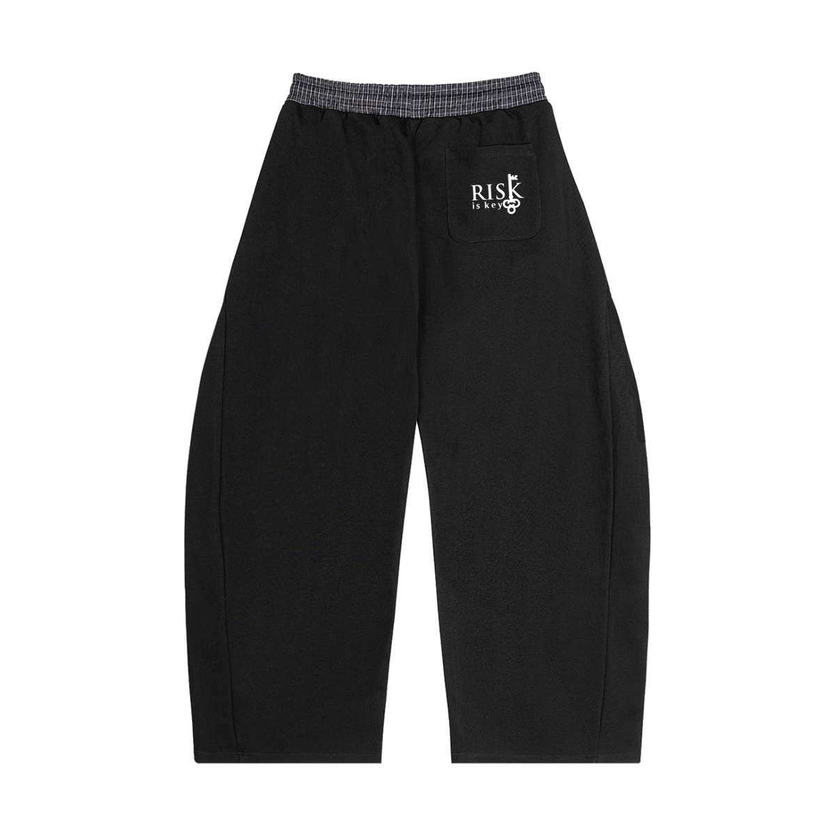Plaid Waistband Barrel Leg Sweatpants | Unisex Streetwear