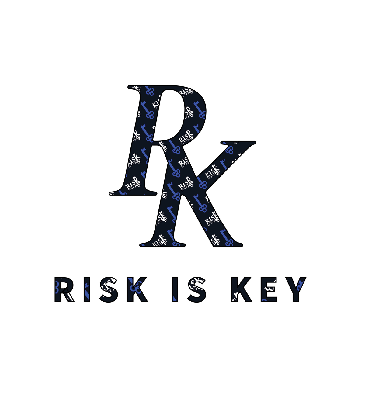 Risk is Key Denim Signature Monogram Interlocked Logo T-shirts - Blue - Riskiskey
