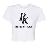 Women's Short Sleeve Cropped Tops with Risk is Key Monogram Interlocked Logo