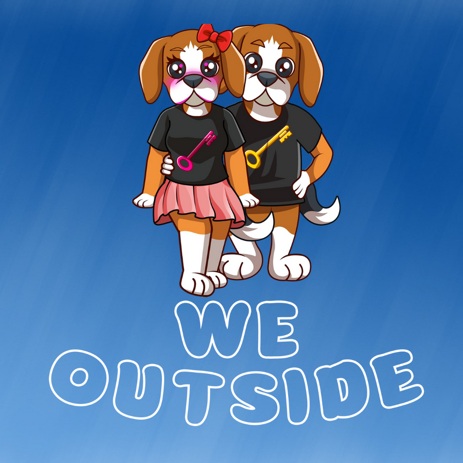 Rik & RiRi the Beagle Mascots Tees - We Outside slogan - Riskiskey