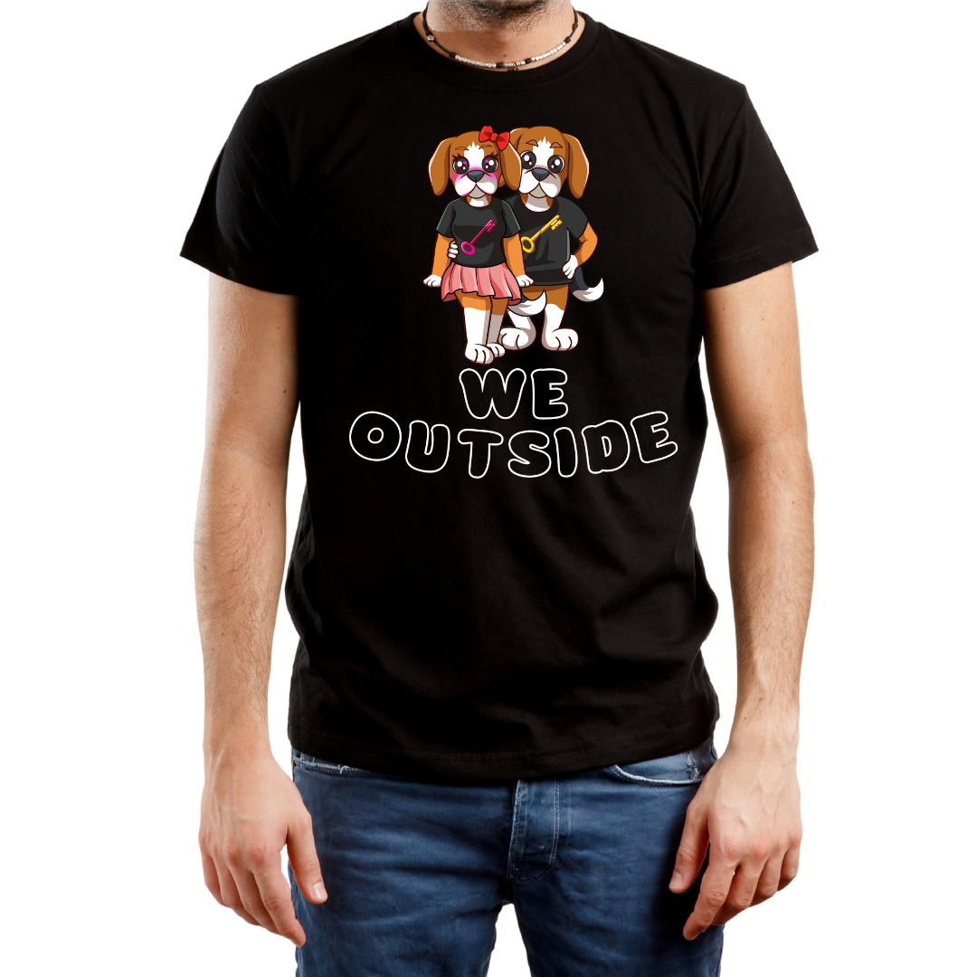 Rik & RiRi the Beagle Mascots Tees - We Outside slogan - Riskiskey