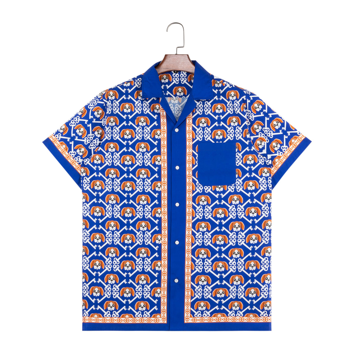 Rik’s Pawsitive Vibes Camp Shirt. A bold all-over beagle print meets the Risk is Key philosophy.
