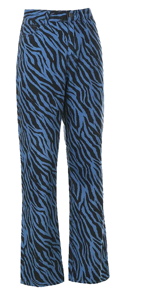 Unleash Your Stripes: Zebra Print Denim Pants - Riskiskey