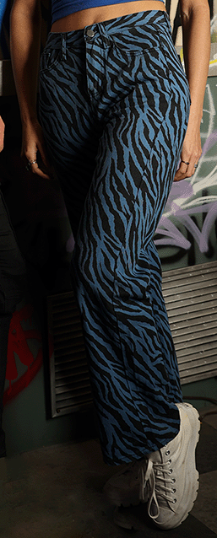 Unleash Your Stripes: Zebra Print Denim Pants - Riskiskey
