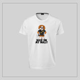 Rik the Beagle unisex t-shirt with our beloved mascot slogan "Back On My Bully (B.O.M.B.) in white