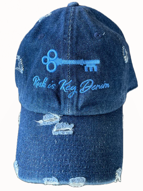 Distressed Denim Dad Hats - Risk is Key Denim Collection - Riskiskey