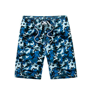 Blue Camo Beach Shorts - Riskiskey
