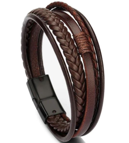 Genuine Leather Multi-layer Braided Rope Bracelets - Riskiskey