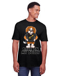 Rik the Beagle unisex t-shirt with our beloved mascot slogan "Back On My Bully (B.O.M.B.) in black