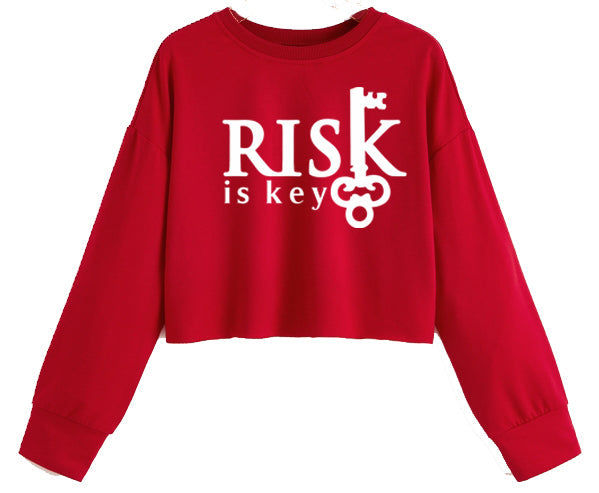 Women's Cropped Pull Over Sweatshirt - Riskiskey