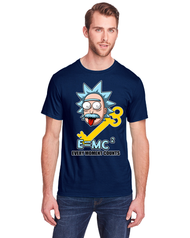Every Moment Counts E=MC Squared Collection men's T-Shirt on male model - navy