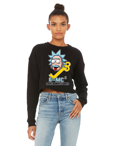 Every Moment Counts E=MC Squared Women's Cropped Black Hoody 
