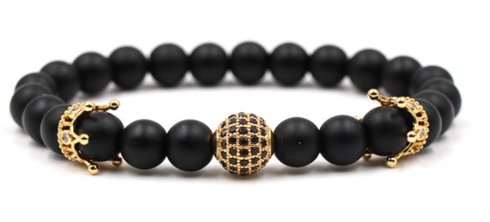 Natural Black Agate Stone Charm Bracelets