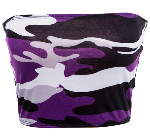 Purple Camo Crop Top from Risk is Key Women's Collection