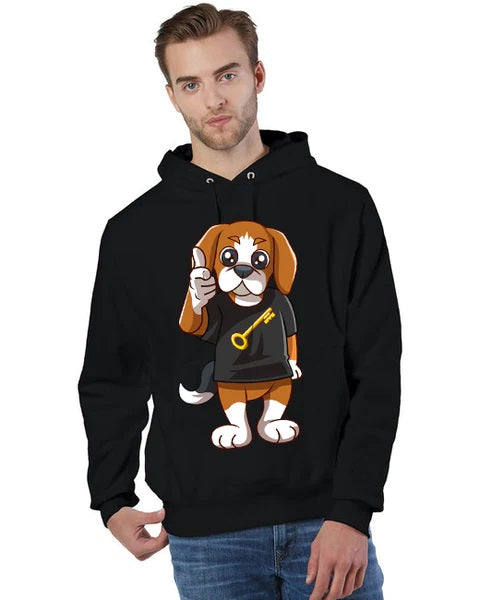 Unisex hoodie featuring Rik the Beagle mascot design, black color.