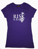 Women's Signature Risk is Key Logo  Short Sleeve Tee in purple