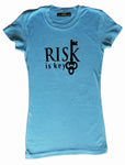 Women's Signature Risk is Key Logo  Short Sleeve Tee in light blue